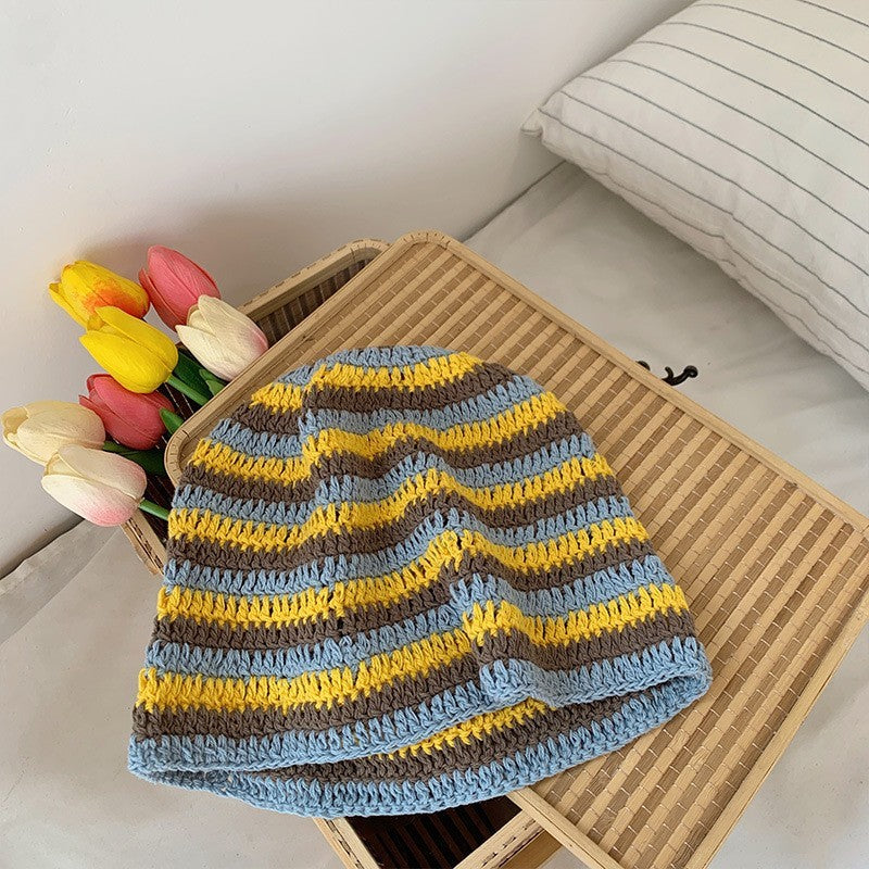 Japanese-style Retro Hollow Flower Handmade Knitted Bucket Hat Women Limorista