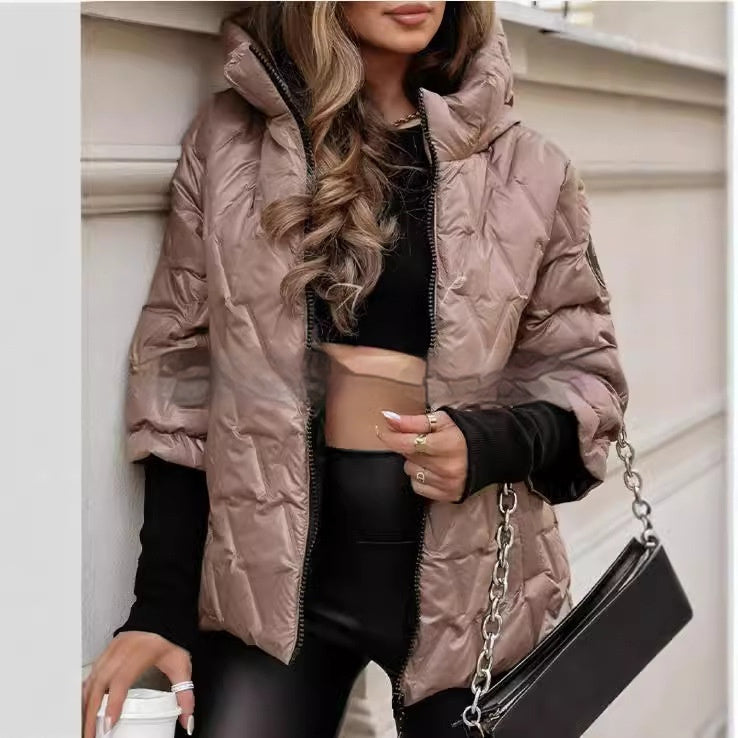 Fashion Hooded Fashion Loose-fitting Long Sleeves Patchwork Cotton Jacket Coat Limorista