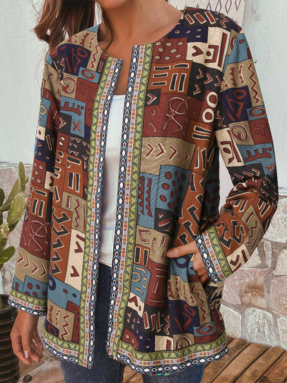 Printed Loose Long Sleeve Jacket Cardigan Limorista