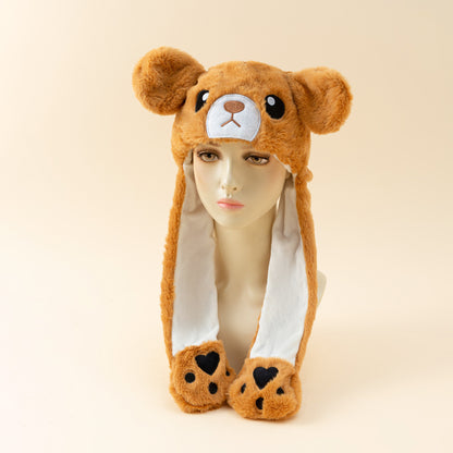 Autumn And Winter Cute Animal Plush Moving Ear Hat Limorista