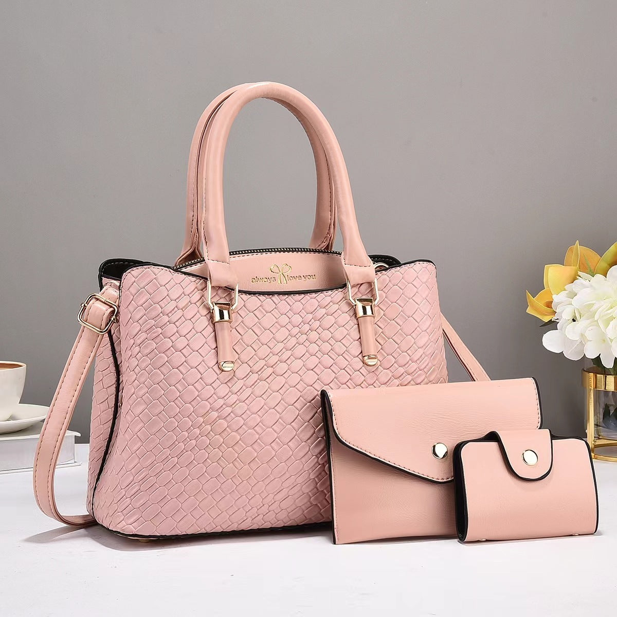 Woven Texture Three-piece Set Large Capacity One Shoulder Combination Bags Limorista