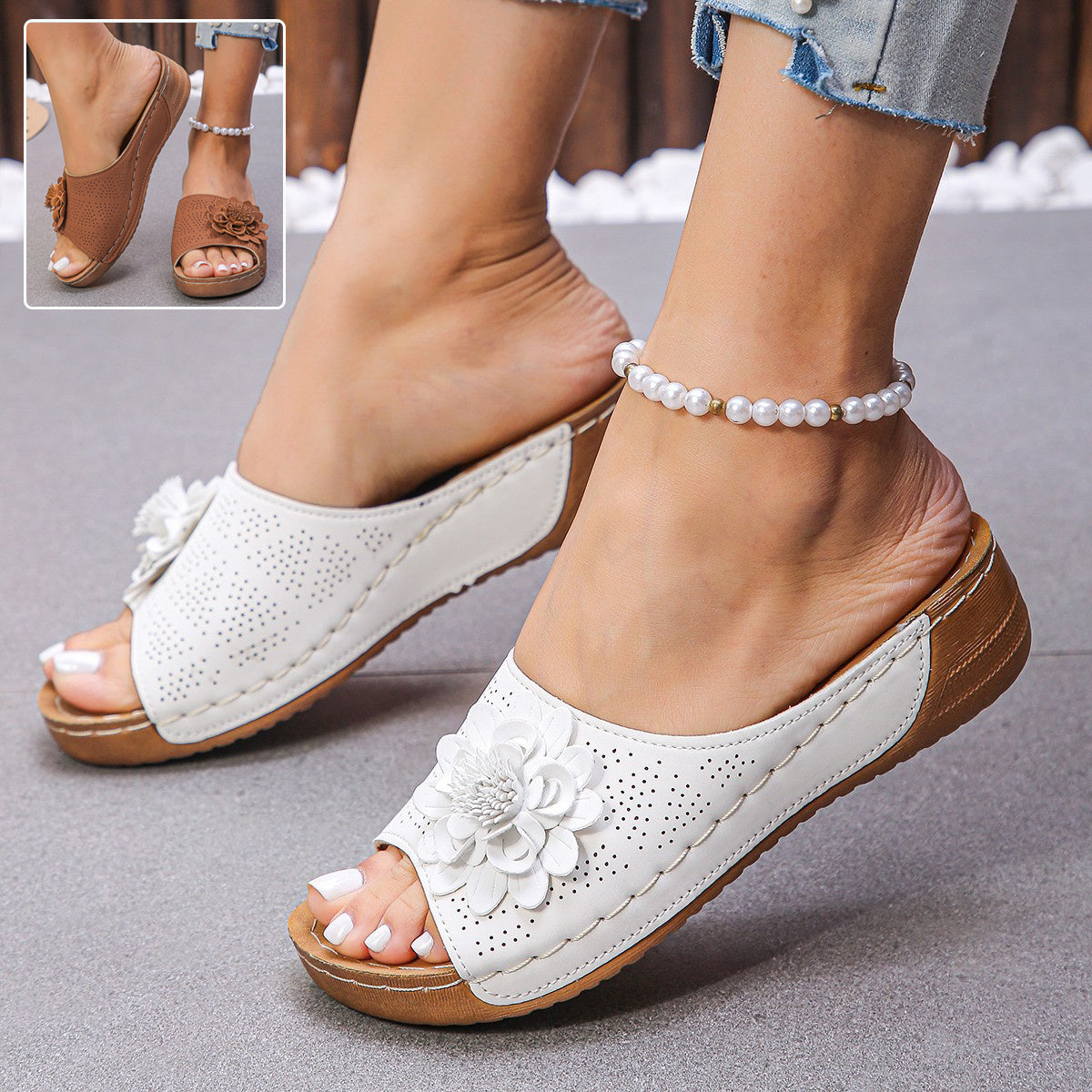 Flower Wedges Sandals Summer Fashion Retro Hollow Sandals Holiday Beach Shoes For Women Limorista