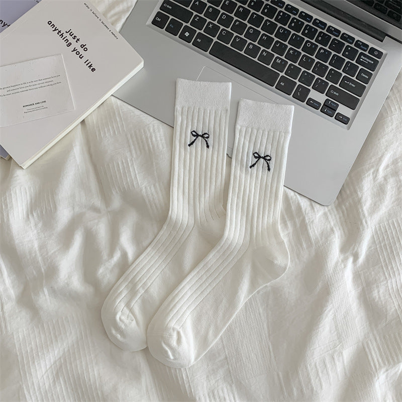 Cute Girl Bow Tube Socks Hollow Bunching Socks Limorista