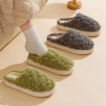 Home Fuzzy Slipper Unisex Cartoon Winter Plush Slipper Anti-Skid Soft Soled Cotton Shoes Comfy Outdoor Couple Slippers Limorista