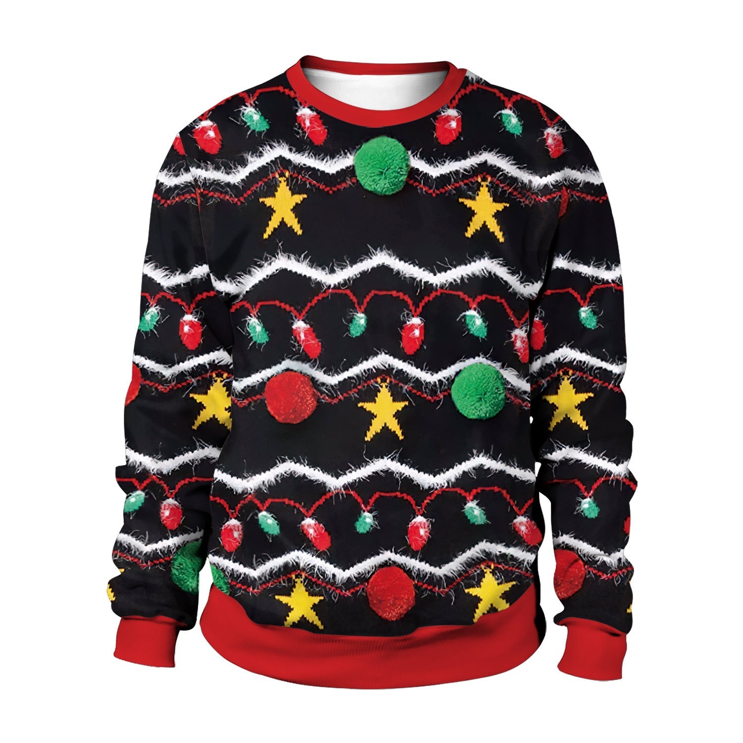 Men And Women Digital Printing Christmas Round Neck Sweater Tops Limorista