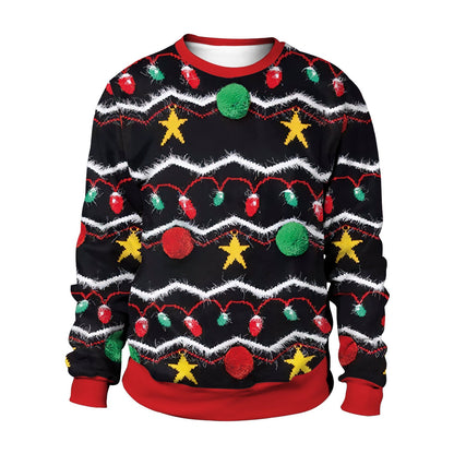 Men And Women Digital Printing Christmas Round Neck Sweater Tops Limorista