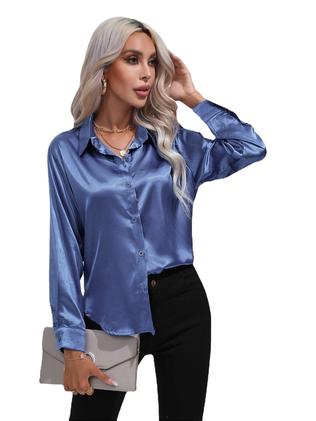 European And American Satin Shirt Women&