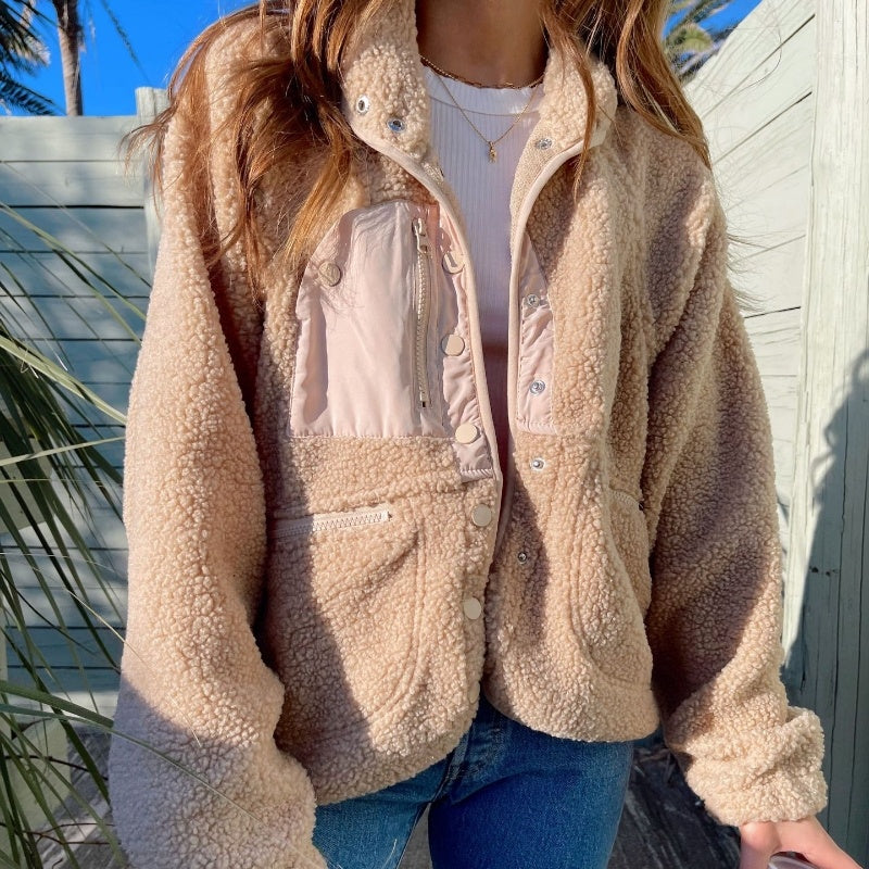 Short Cardigan Plush Jacket Lamb Wool Coat Limorista