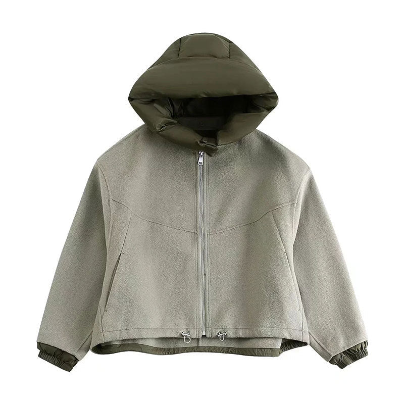 Fashion Detachable Cap Round Neck Double-sided Splicing Coat Limorista
