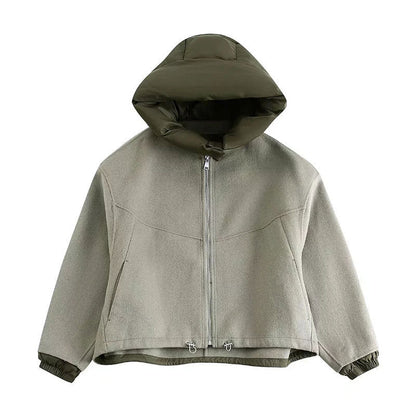 Fashion Detachable Cap Round Neck Double-sided Splicing Coat Limorista