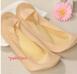 3D Arch Foot Massage Health Care Women Summer Socks Ice Silk Socks Shallow Mouth Silica Gel Invisible Slippers Feet Care Limorista