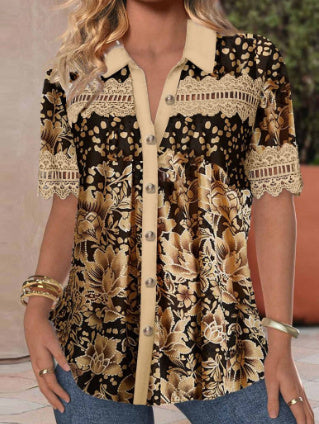 Trade Cross-border Casual Shirt Collar Short Sleeve Regular Open Digital Printing Limorista