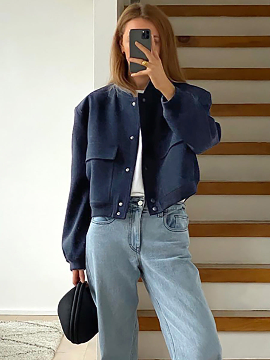 White Slim-fit Long-sleeved Women&