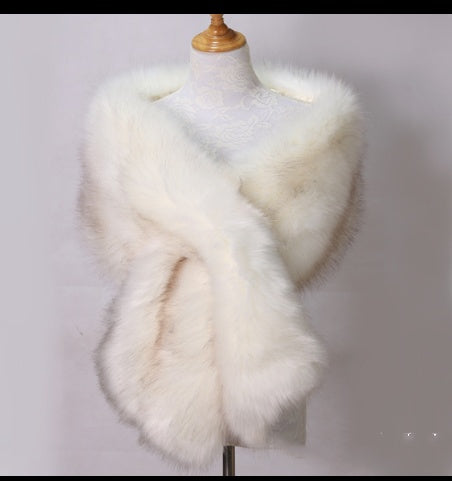 Lengthened Faux Fox Fur Bridal Evening Dress Limorista