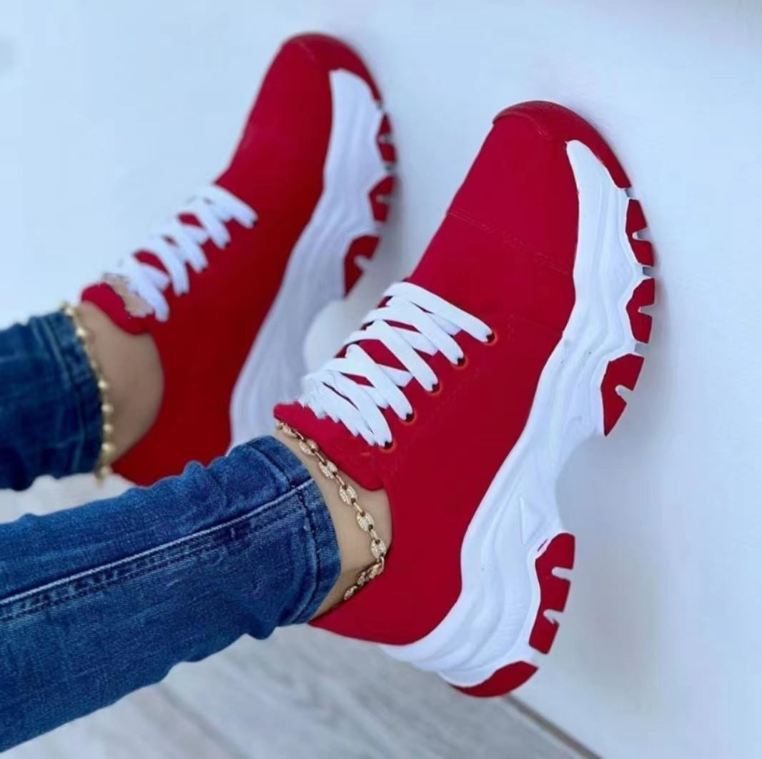 Round Head Thick Bottom Low-top Casual Shoes For Women Plus Size Lace Up Pumps Limorista