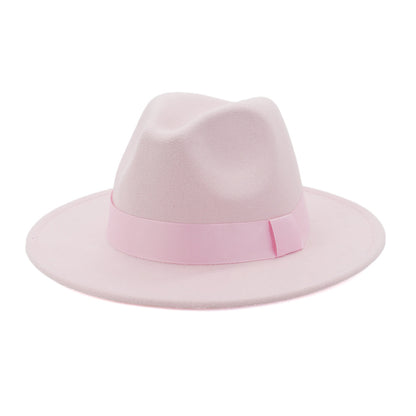 Fashionable Woolen Gentleman Jazz Flat Brim Big Hat Limorista