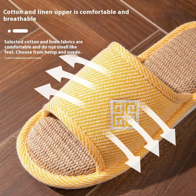 Linen Slippers For Women Spring And Autumn Non-slip Home Limorista