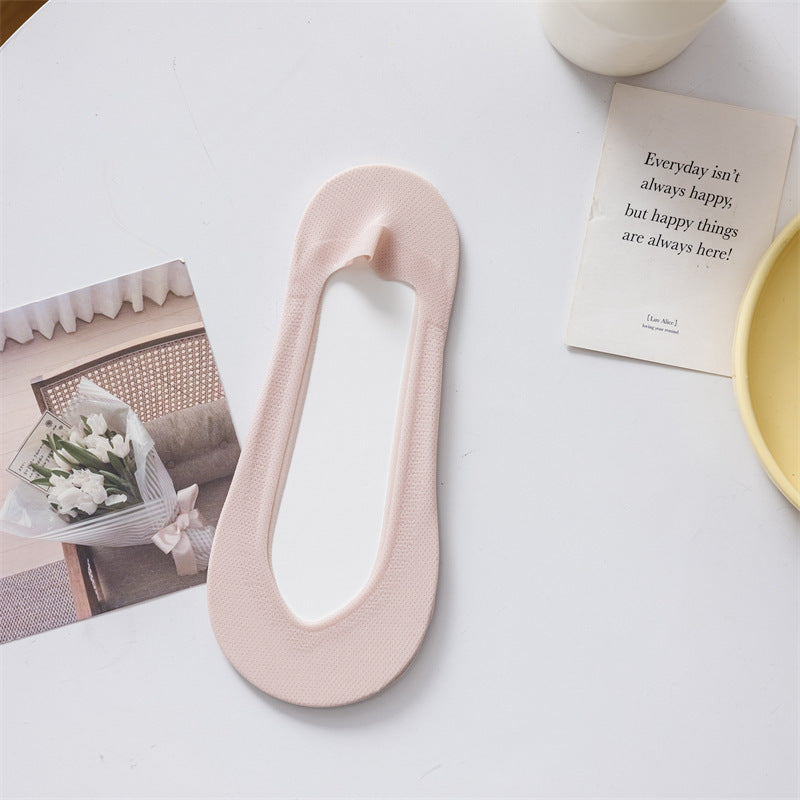 V Cut Ice Silk Mesh Invisible Female Socks Bottom Heel Color Matching Limorista