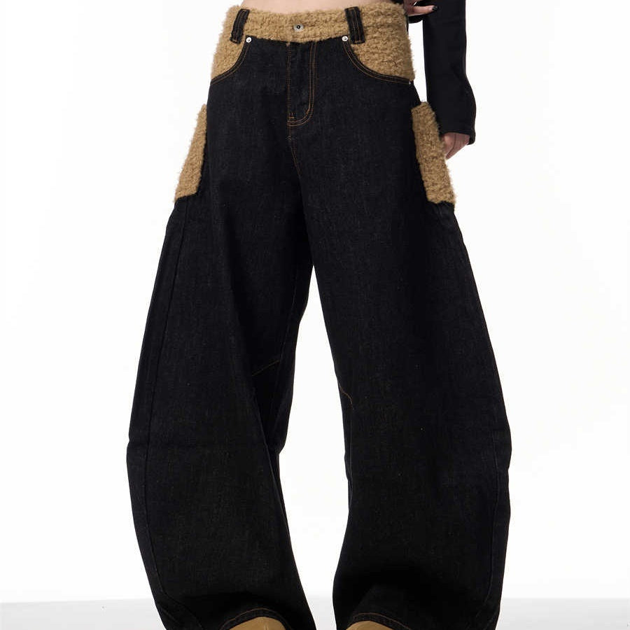 Retro Minority Design Inside-out Wear Stitching Jeans For Women Limorista