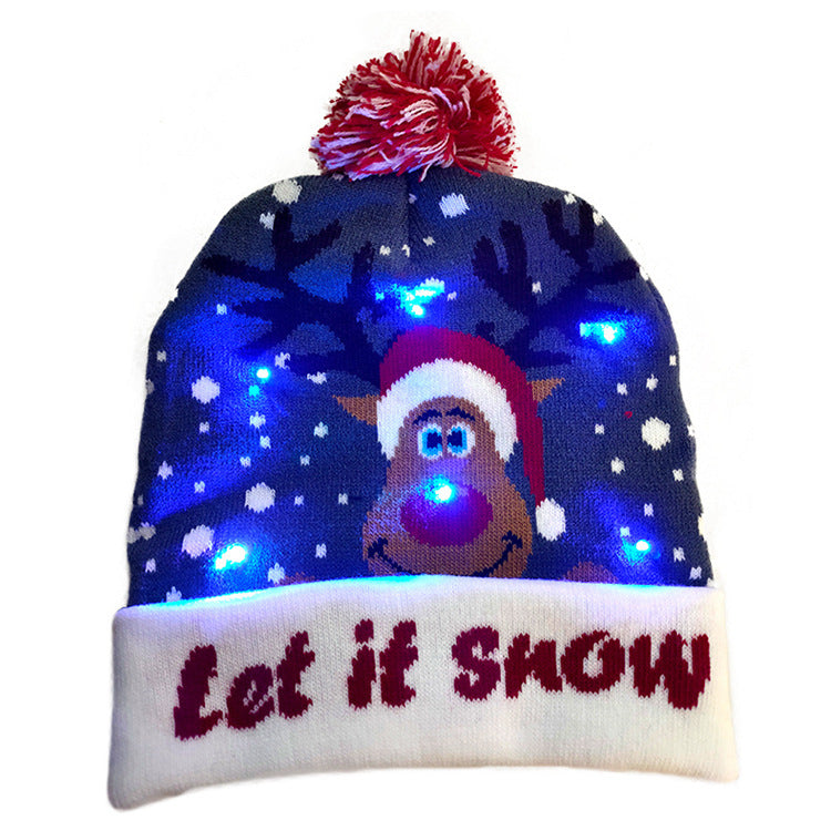 LED Christmas Hat Sweater Knitted Beanie Christmas Light Up Knitted Hat Christmas Gift  Kids Xmas New Year Decorations Limorista