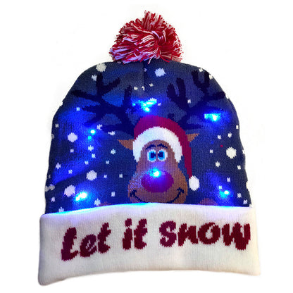 LED Christmas Hat Sweater Knitted Beanie Christmas Light Up Knitted Hat Christmas Gift  Kids Xmas New Year Decorations Limorista