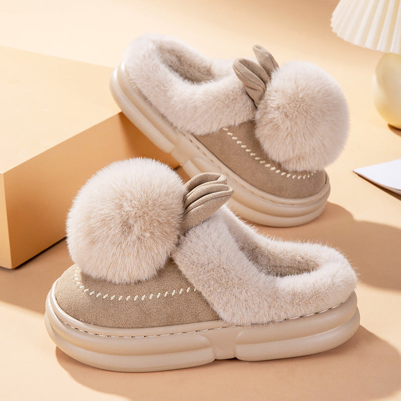 Thick Bottom Fleece-lined Warm Can Be Outdoor Fur Slippers Limorista