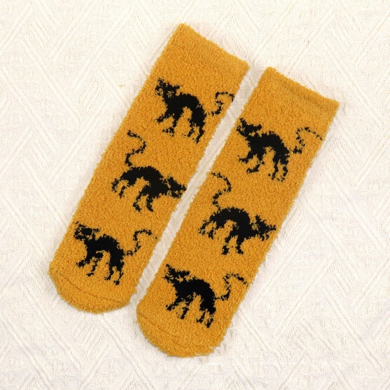 Halloween Lint-free Coral Fleece Luminous Dispensing Room Socks Limorista