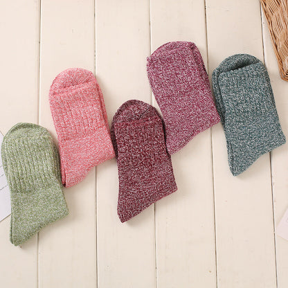 Winter Rhombus Wool Socks Thick Line Medium Tube Limorista