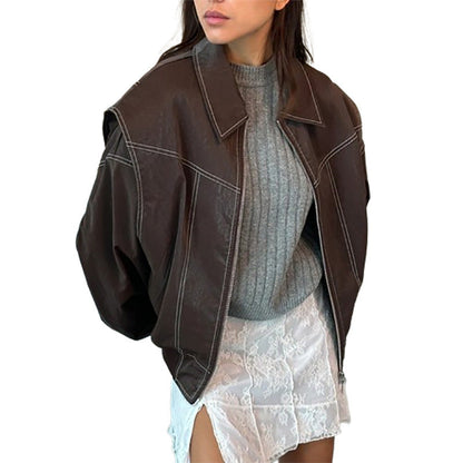 Lapel Long-sleeve Zipper Jacket Coat Limorista