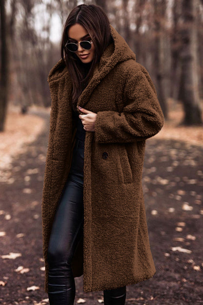Fashion Long Clean Color Long Sleeve Woolen Women&