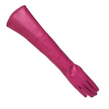 Sexy Leopard Touch Screen Gloves Winter Women PU Black 50cm Long Simulation Leather Limorista