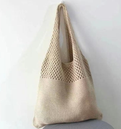Simple Vintage Cutout Knit Tote Bag Limorista