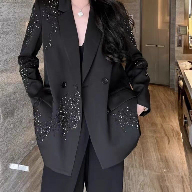Casual Plus Size Diamond Suit Jacket Limorista
