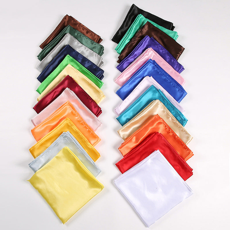 Pure Color Silk Scarf Artificial Silk 90cm Shiny Satin Shawl Limorista