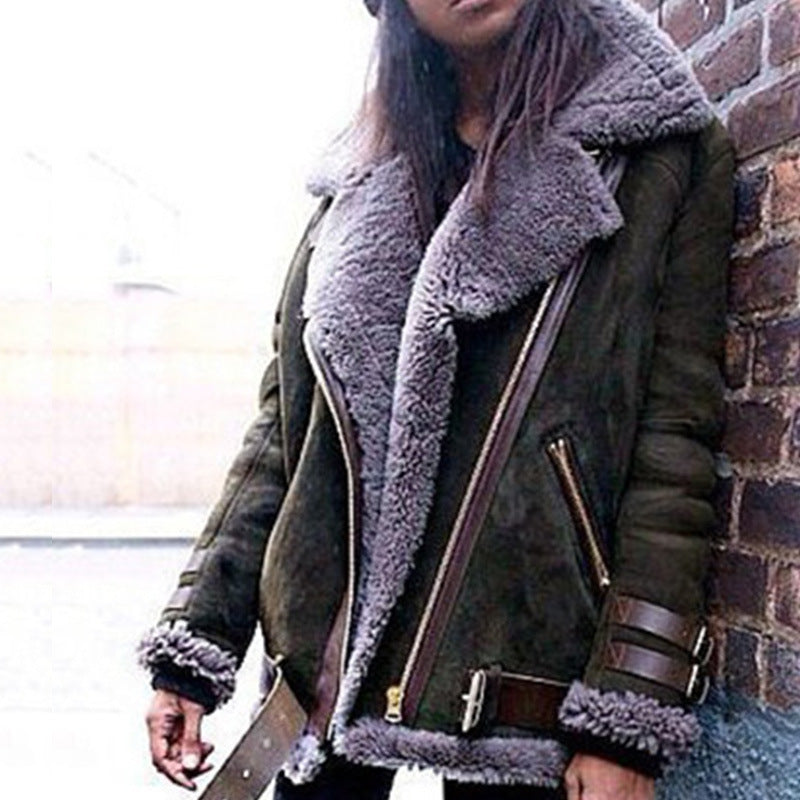 Suede Leather Jacket And Lamb Wool Warm Coat Limorista