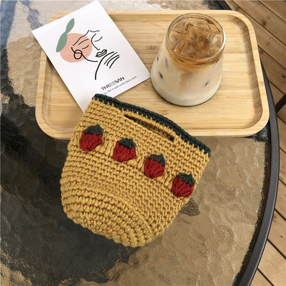 Cartoon Fruit Wool Knitted Storage Tote Bag Limorista