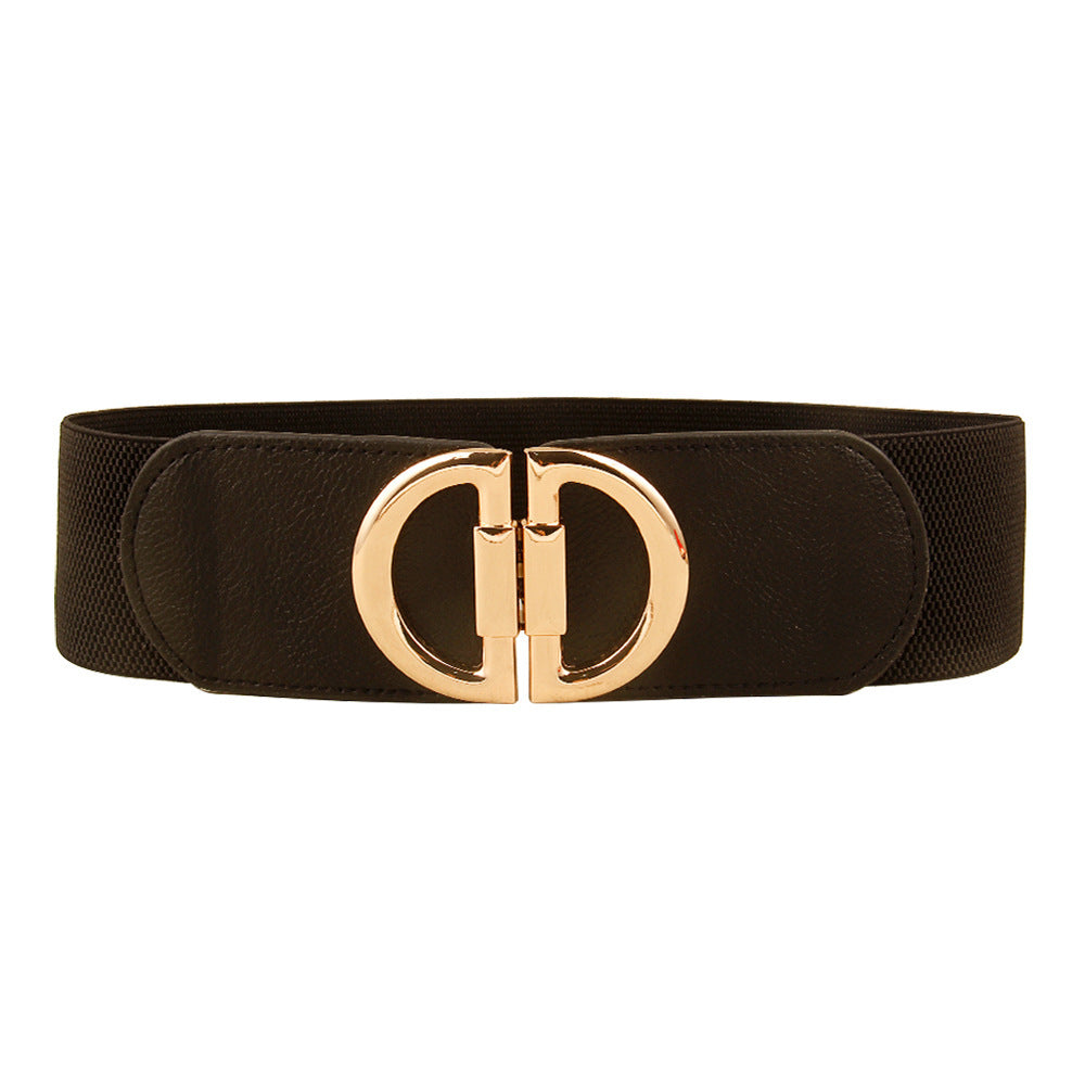 Elastic A Pair Of Buckles Wide Belt Women Limorista