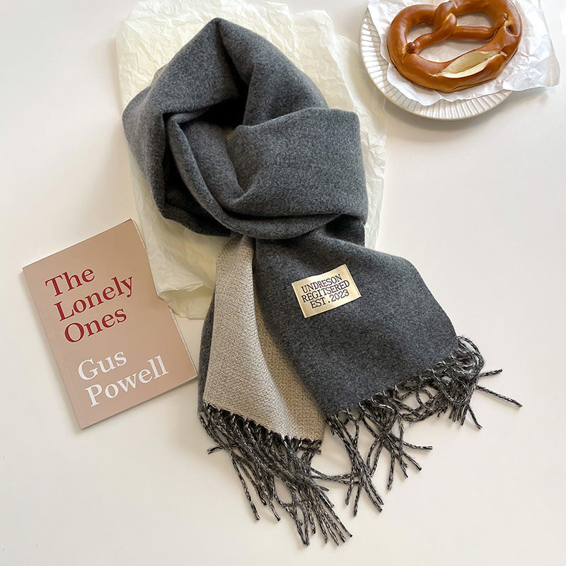 Double-sided Artificial Cashmere Scarf Women&
