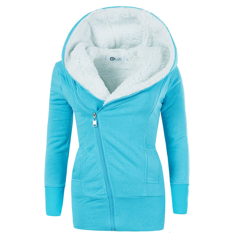 Lamb Wool Hooded Long Sleeve Women&