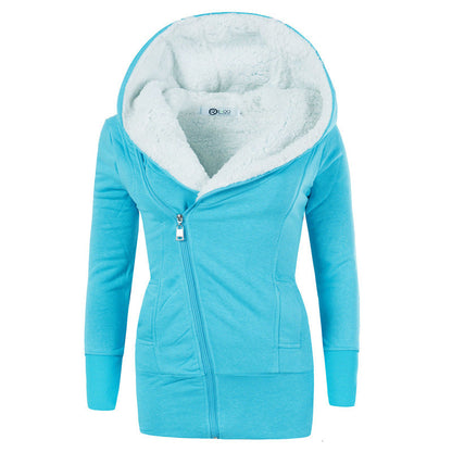 Lamb Wool Hooded Long Sleeve Women&