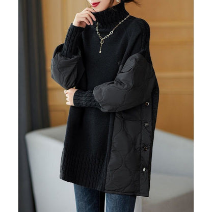 Cotton-padded Coat Splicing Knitwear Top Limorista