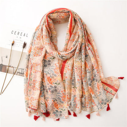 Japanese Style Artistic Fresh Cotton And Linen Scarf Retro Patchwork Bohemian Cashew Print Limorista