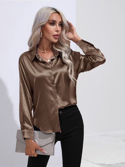 European And American Satin Shirt Women&