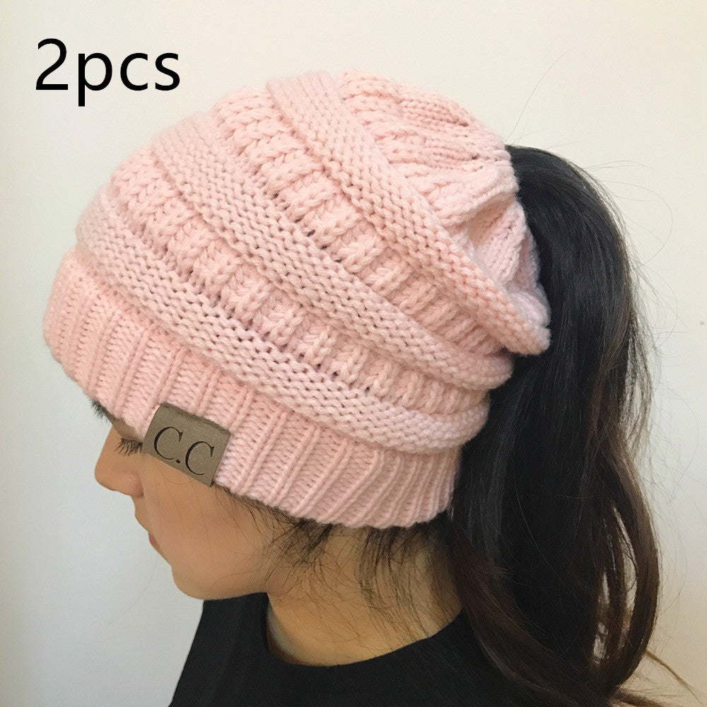Knitted Ponytail Hat, Women&