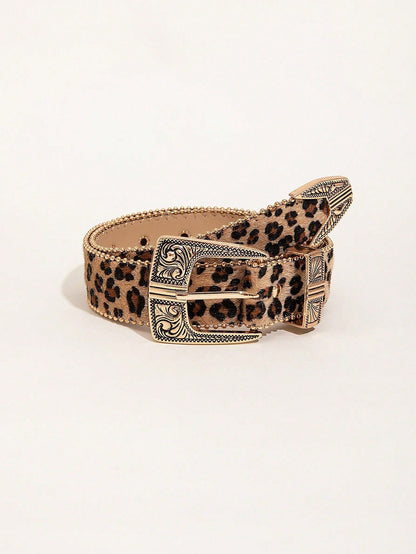 Retro Pattern PU Belt Western Style Women&