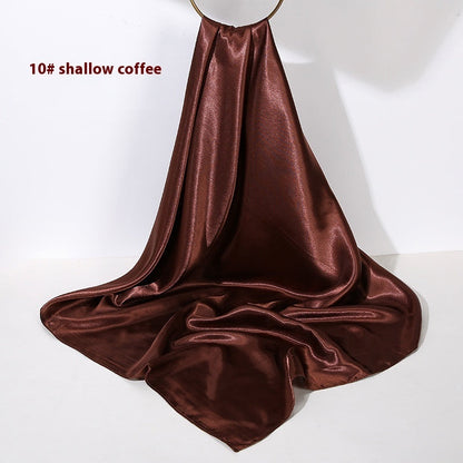 Pure Color Silk Scarf Artificial Silk 90cm Shiny Satin Shawl Limorista