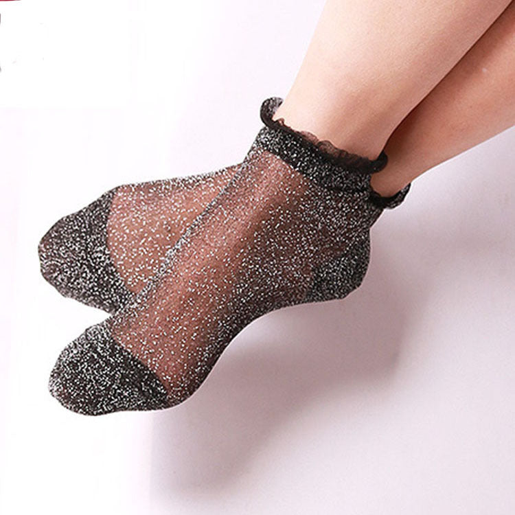 Ladies glitter lace socks - Limorista