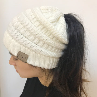 Knitted Ponytail Hat, Women&