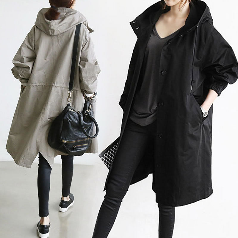 Korean Loose Solid Color British Trench Coat Limorista