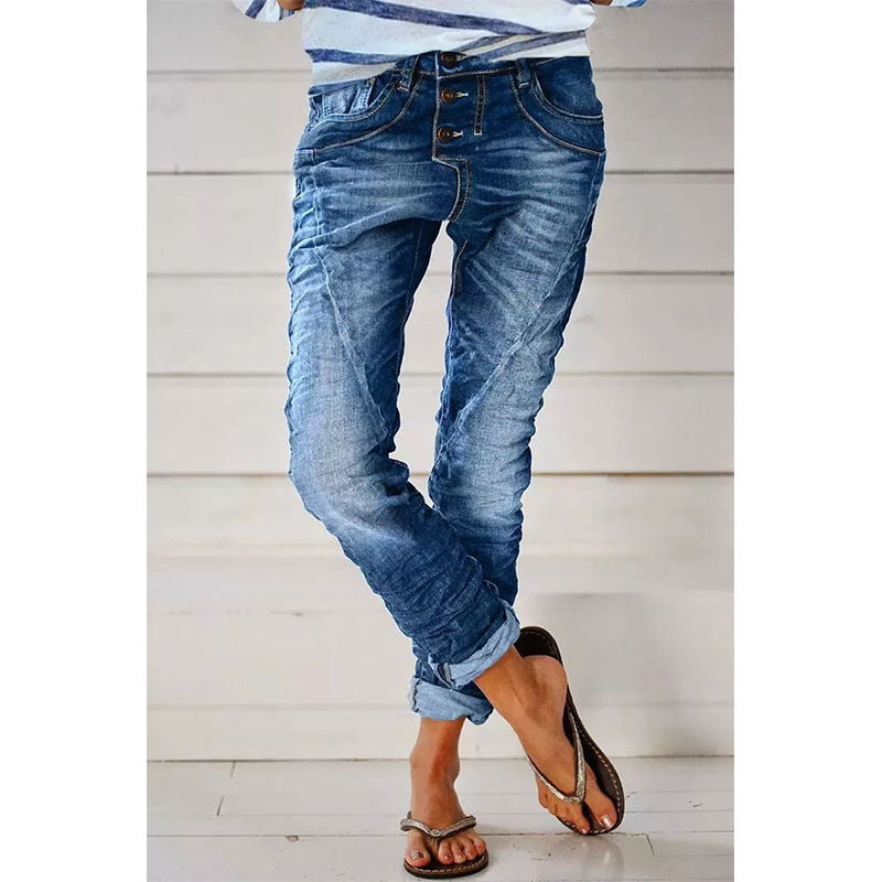 Drawstring Elastic Waist Washed Women&